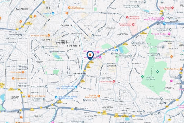 Map - Vertical Digital Screen Billboard at Federal Highway, Petaling Jaya, Selangor (before Sheraton PJ)