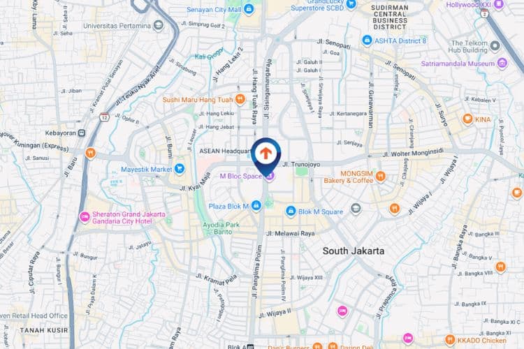 Map - Vertical Lamp Pole Billboard at Jl. Panglima Polim, Kebayoran Baru, Jakarta Selatan, DKI Jakarta nearby M Bloc