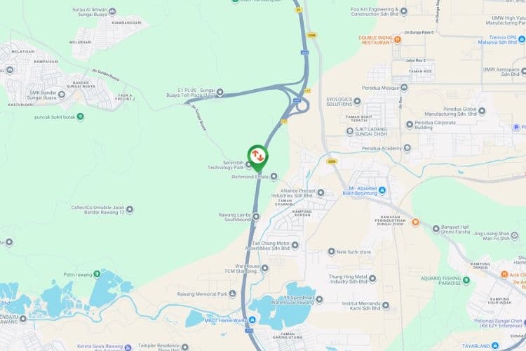Map - Vertical Unipole Billboard at NSE Highway KM436, Rawang, Selangor near Sungai Buaya interchange