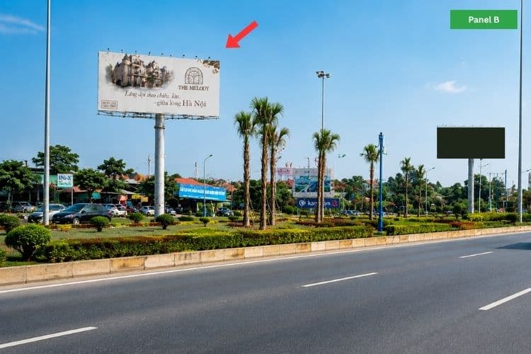 2 Sided Horizontal Unipole Billboard at Directly opposite Noi Bai International Airport, Soc Son , Ha Noi City