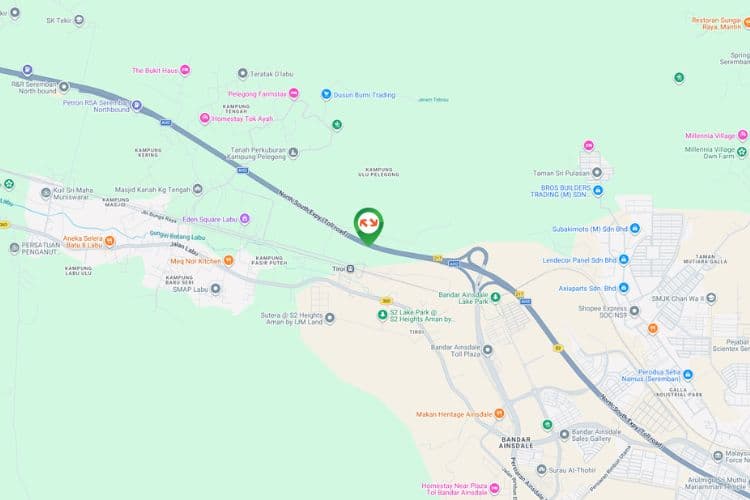 Map - Vertical Unipole Billboard at NSE Highway KM268.8, Seremban, Negeri Sembilan (between R&R Seremban & Bandar Ainsdale / Seremban Tol)