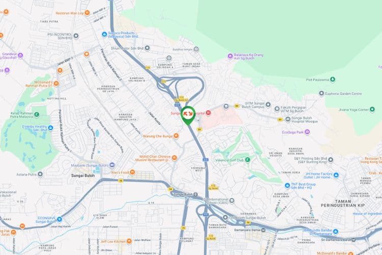 Map - Horizontal Unipole Billboard at NSE Highway KM454, Sungai Buloh, Selangor