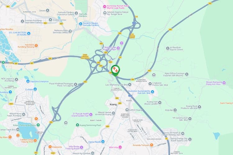 Map - Vertical Unipole Billboard at NSE Highway KM448.2, Rawang, Selangor