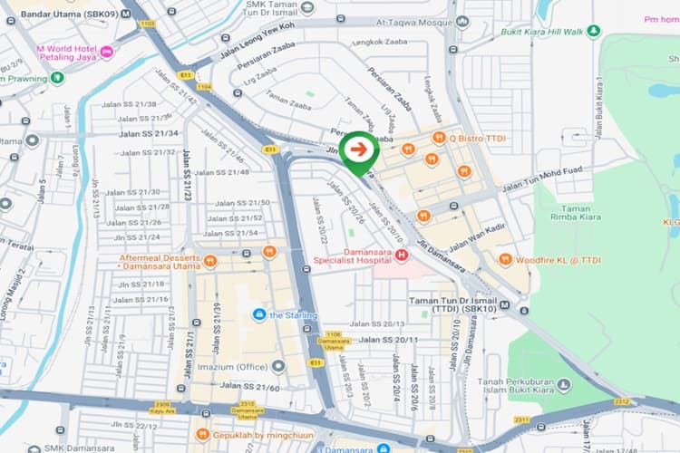 Map - Vertical Minipole Billboard at Jalan Damansara, Petaling Jaya, Selangor (near TTDI & 1 Utama)