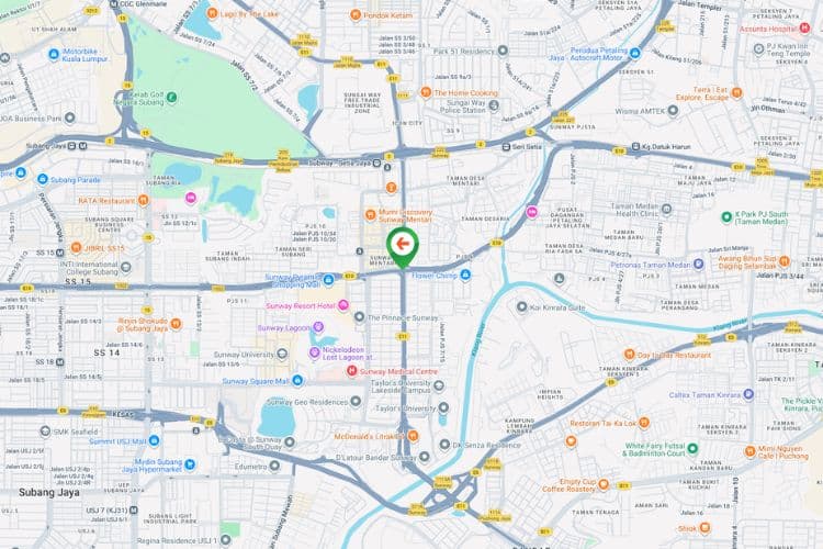 Map - Overhead Bridge Billboard at NPE Highway / LDP Highway KM17.4, Subang Jaya, Selangor (near Sunway Pyramid)