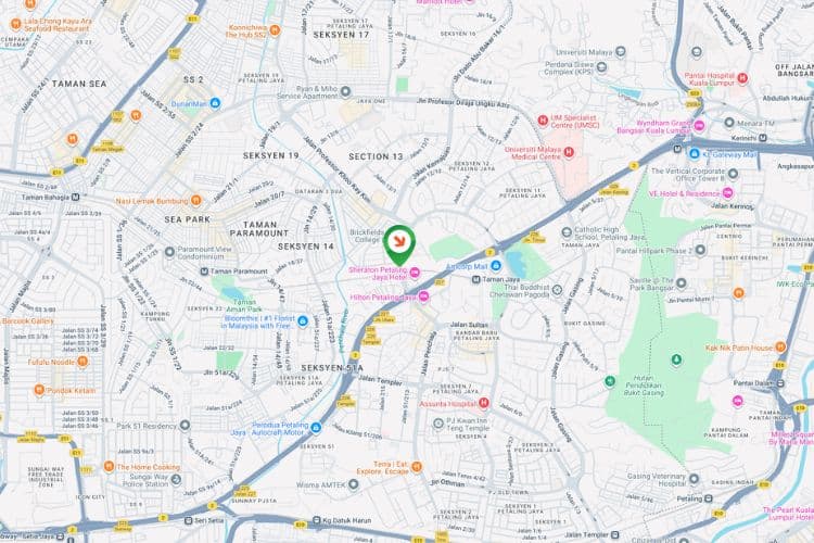 Map - Vertical Minipole Billboard at Jalan Utara, Petaling Jaya, Selangor (next to parking lot of LRT Asia Jaya)