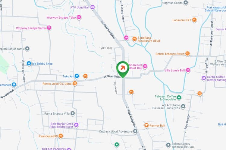 map - Vertical Baliho Billboard at Jl. Raya Kengetan, Gianyar, Bali intersection Kangetan