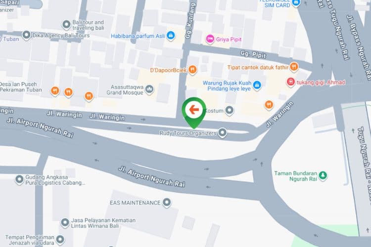 Map - Vertical Static Billboard at Jl. Waringin - Tuban (Dat 4), Badung, Bali (towards Denpasar)