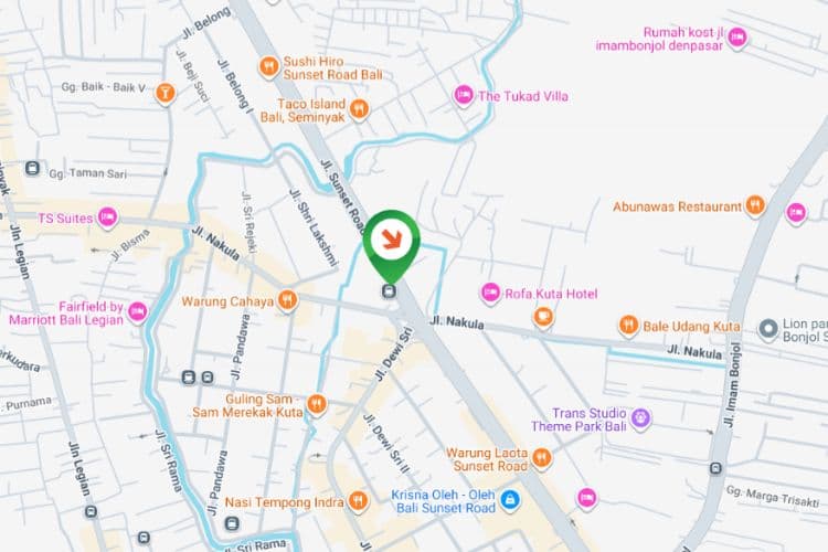 Map - Vertical Static Billboard at Jl. Sunset Road - Nakula , Badung, Bali (near Burger King)
