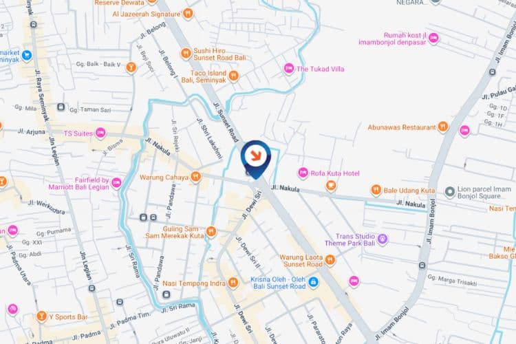 Map - Videotron Billboard at Jl. Sunset Road - Nakula, Badung, Bali (near Burger King Seminyak)