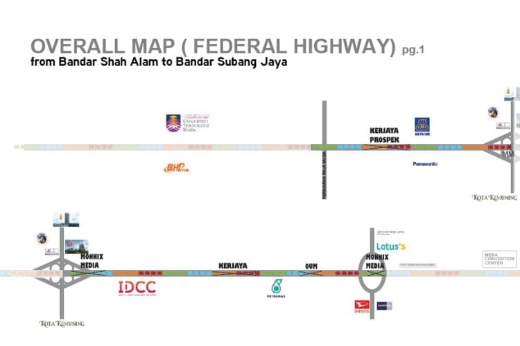 12 Panel Fixed Panel Street Bunting Billboard at Federal Highway, Shah Alam, Selangor (Shah Alam <=> Subang Jaya)