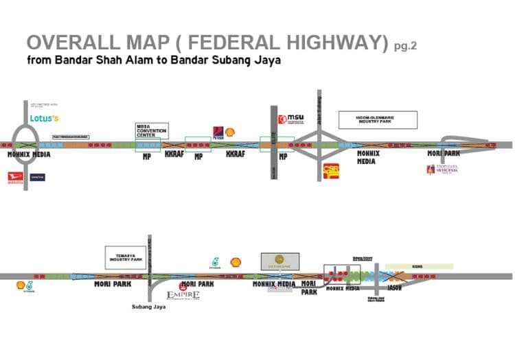 12 Panel Fixed Panel Street Bunting Billboard at Federal Highway, Shah Alam, Selangor (Shah Alam <=> Subang Jaya)