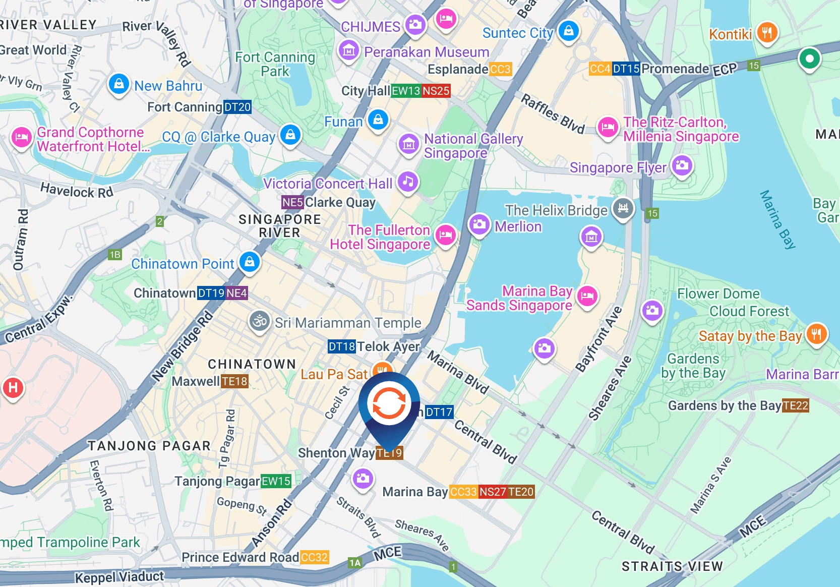 Map - Horizontal Digital Screen Billboard at Shenton Way MRT Station, 2 Park St., Central Region (Thomson-East Coast Line, Upper Concourse Level)