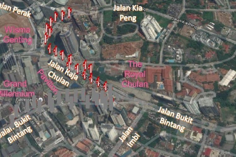 Map - 19 Panel Digital Street Bunting Billboard at Jalan Raja Chulan - Jalan Kia Peng, Kuala Lumpur