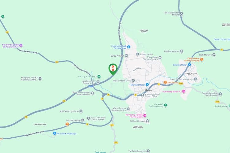 Map - Overhead Bridge Billboard at LPT Highway KM169.7, Maran, Pahang