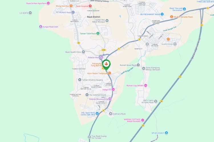Map -  Vertical Minipole Billboard at Jalan Tun Razak, Raub, Pahang (opposite PDRM Raub, towards Raub)