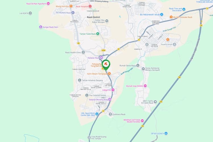 Map - Vertical Minipole Billboard at Jalan Tun Razak, Raub, Pahang (opposite PDRM Raub, from Raub)
