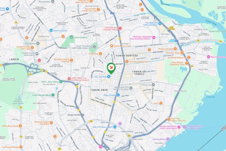 Map -  Vertical Minipole Billboard at Jalan Dato Sulaiman / Jalan Seladang, Johor Bahru, Johor (near KSL Mall)