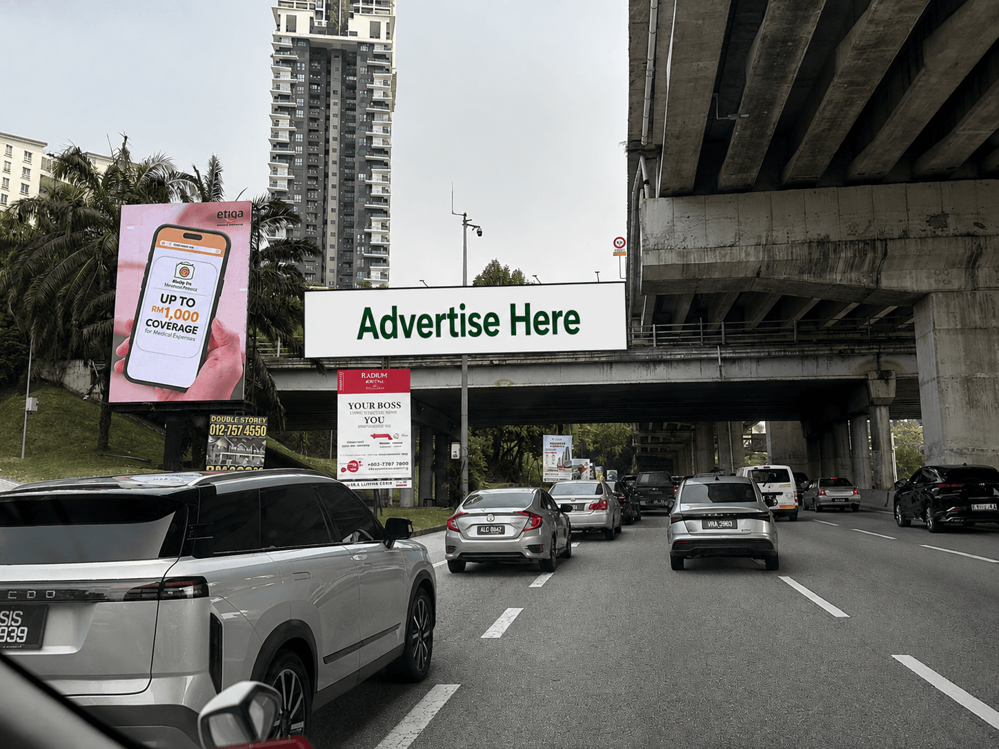 1 Panel Overhead Bridge Billboard at East West Link - Taman Desa, Kuala Lumpur (near junction Taman Danau Desa)