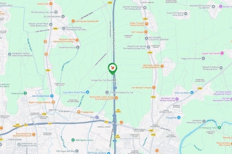 Map - Free Standing Billboard at NSE Highway KM 128.2 after Plaza Tol Sungai Dua, Kepala Batas, Penang