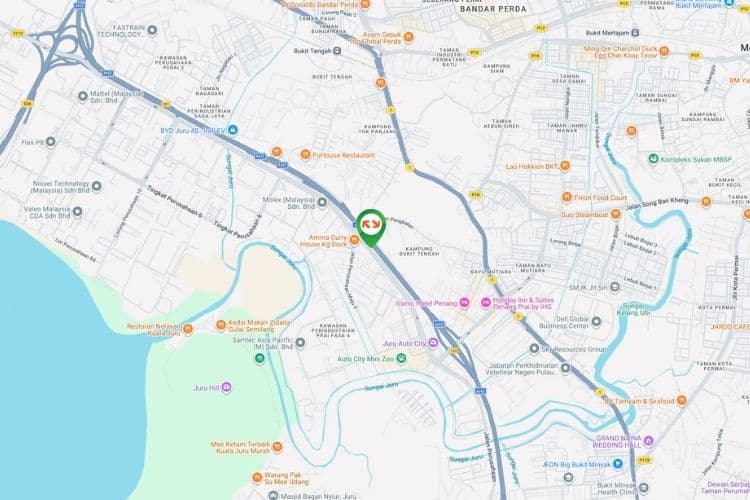 Map - Horizontal Unipole Billboard at NSE KM142.6, Perai, Penang (NB, before RnR Juru Utara)
