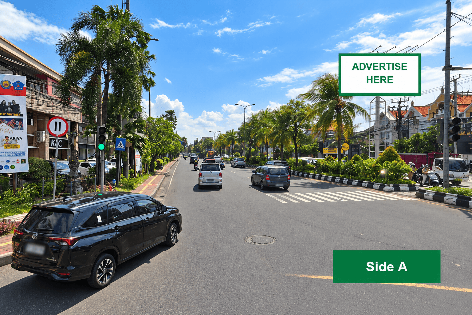 1 Sided Horizontal Static Billboard at Jl. Bypass Ngurah Rai - Jl. Hang Tuah Sanur, Denpasar, Bali (Sanur Intersection, Side A)