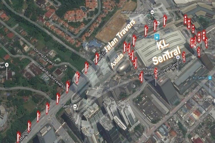 Map - 29 Panel Digital Street Bunting Billboard at KL Sentral Station, Jalan Travers & Jalan Bangsar, Kuala Lumpur