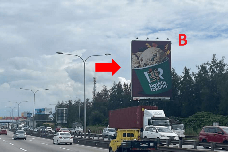 2 Sided Vertical Unipole Billboard at NSE Highway KM 141 - Juru Autocity, Perai, Penang