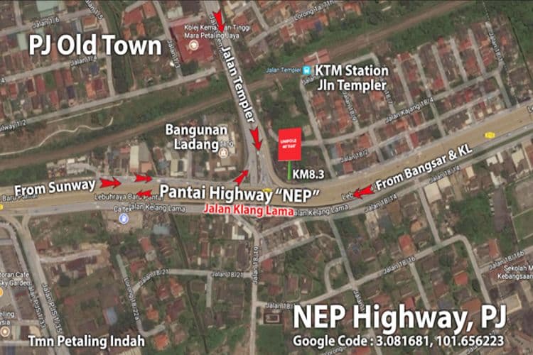 2 Sided Unipole Billboard at NPE PJ KM8.3, Petaling Jaya, Selangor