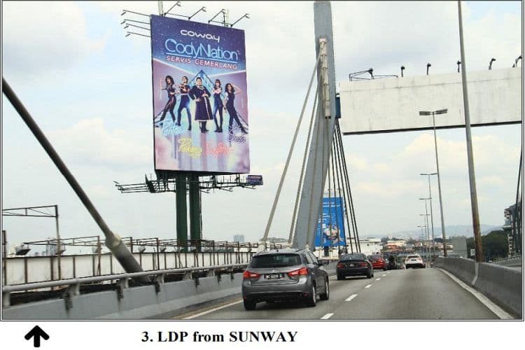 3 Sided Vertical Twinpole Billboard at Federal Highway / LDP, Petaling Jaya, Selangor (Opposite Icon City)