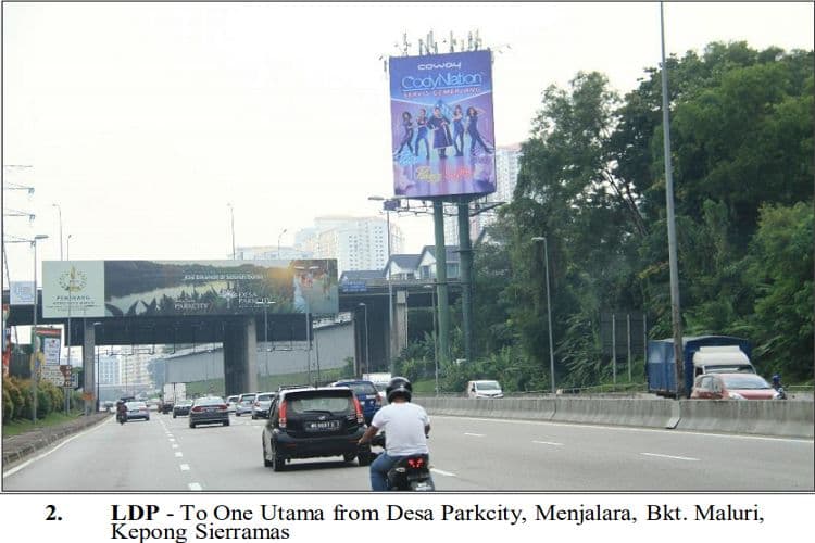 3 Sided Vertical Twinpole Billboard at LDP Highway, Petaling Jaya, Selangor