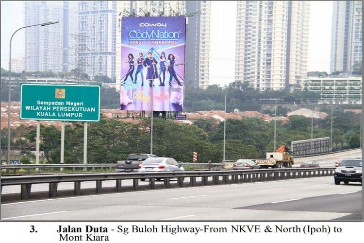 3 Sided Vertical Twinpole Billboard at LDP Highway, Petaling Jaya, Selangor
