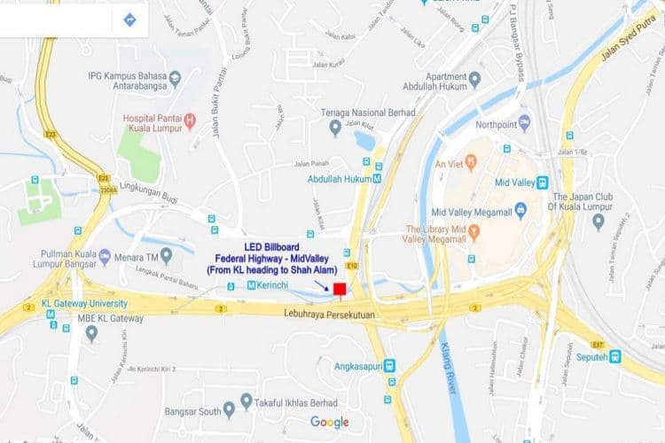 1 Sided Horizontal Digital Screen Billboard at Federal Highway - Mid Valley, Kuala Lumpur