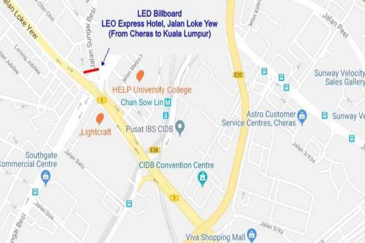 1 Sided Digital Screen Billboard at Leo Express Hotel Jalan Loke Yew, Kuala Lumpur
