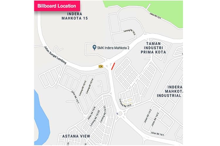 1 Sided Minipole Billboard at Jalan Sungai Lembing 6KM from Kuantan Toll Plaza & 5KM to town, Pahang