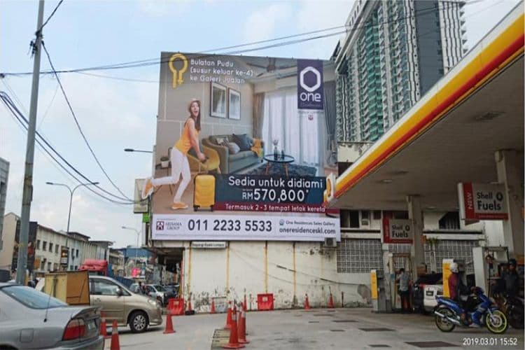 1 Sided Wall-Banner Billboard at Jalan Sungai Besi, Kuala Lumpur