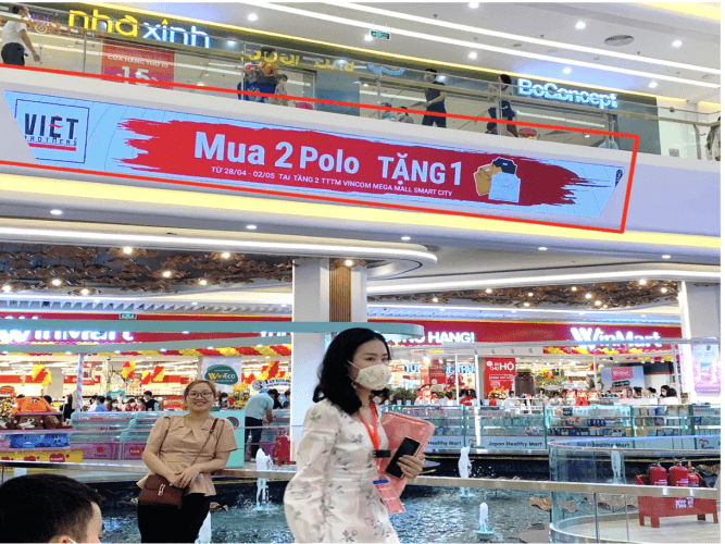 2 bảng màn hình LED ốp tường nằm ngang tại Vincom Mega Mall Smart City, phường Xuân Phương, TP. Hà Nội