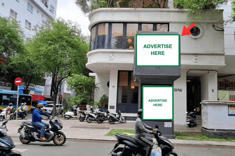 8 Sided Vertical E-tower Panel Billboard at 19 Le Thanh Ton, Sai Gon Ward, Ho Chi Minh City (L'Usine)