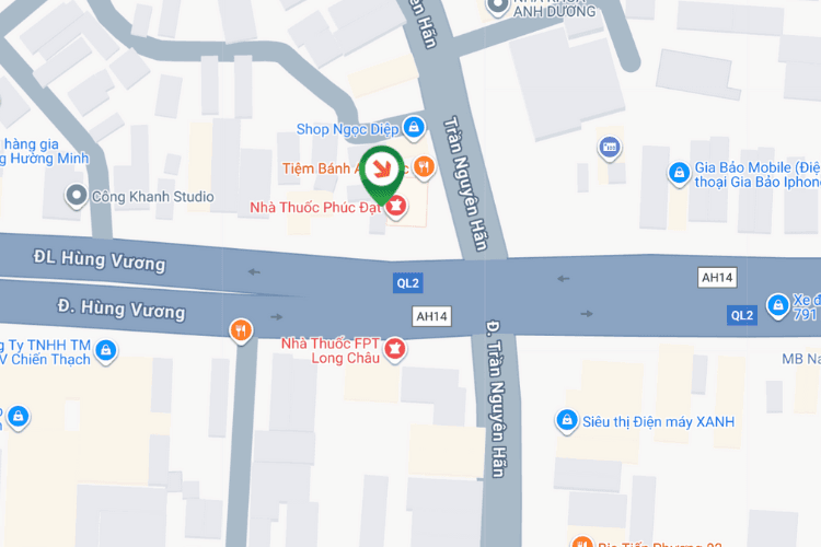 Map - Horizontal Wallscape Billboard at 814 Hung Vuong Street, Thanh Mieu Ward, Phu Tho (Tran Nguyen Han - Hung Vuong intersection)