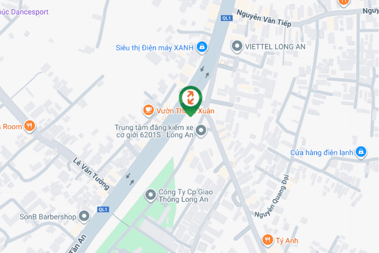 Map - Horizontal Unipole Billboard at Quoc Lo 1 - Cong Vien Phuong 5, Long An Ward, Tay Ninh
