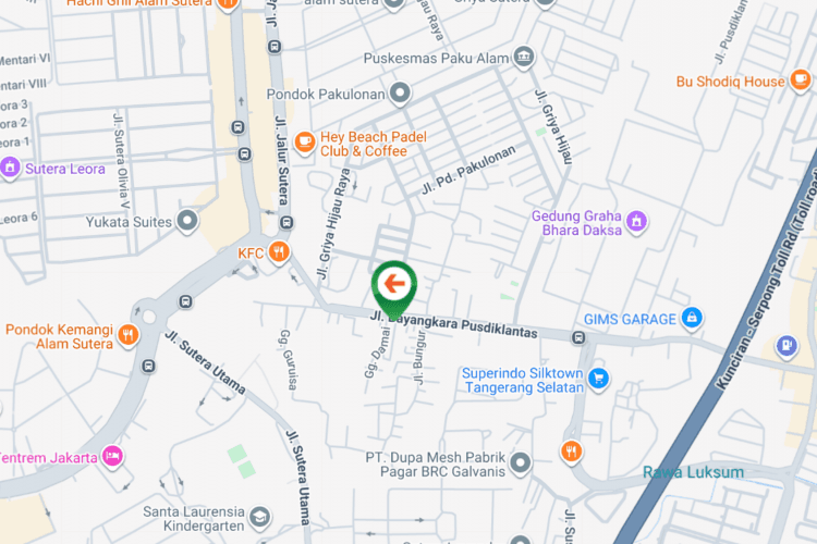 Map - Vertical Static Billboard at Jl. Bayangkara Pusdiklantas, Pakualam, Serpong Utara, Tangerang Selatan, Banten (in front of Indomaret)