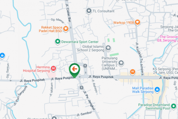 Map - Horizontal Static Billboard at Jl. Raya Puspitek, Buaran, Serpong, Tangerang Selatan, Banten (nearby Coin Laundry Murah)