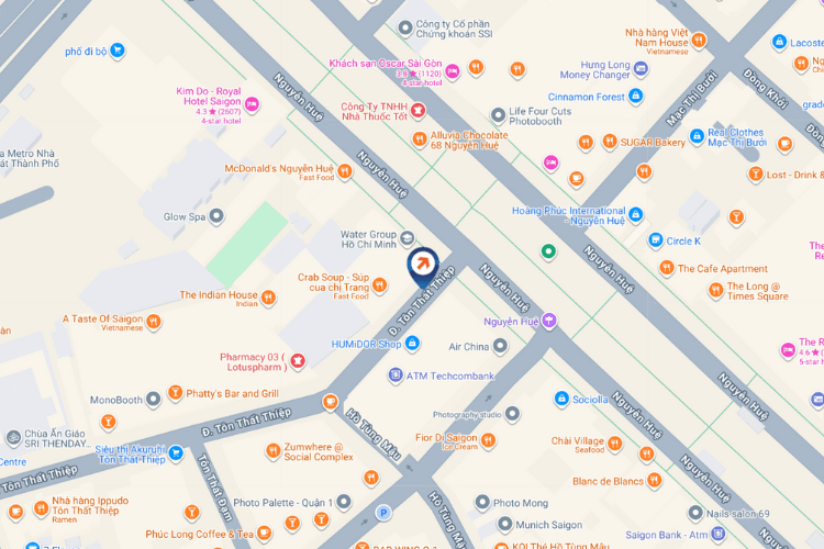 Map - Horizontal Corner LED Screen Billboard at 115 Nguyen Hue, Sai Gon, Ho Chi Minh City (Sunwah Tower)