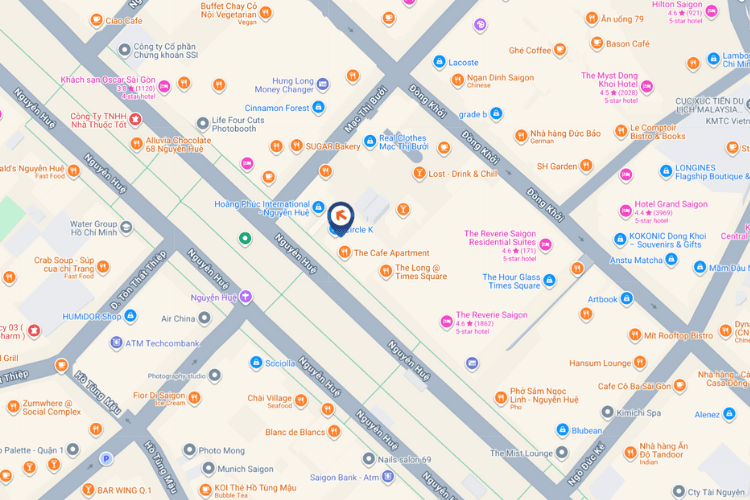 Map - Horizontal Corner LED Screen Billboard at 44 Nguyen Hue, Sai Gon, Ho Chi Minh City