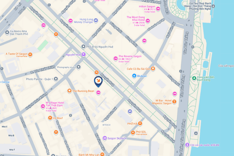 Map - Vertical LED Screen Billboard at 63 Nguyen Hue, Sai Gon, Ho Chi Minh City (Sai Gon Prince Hotel)