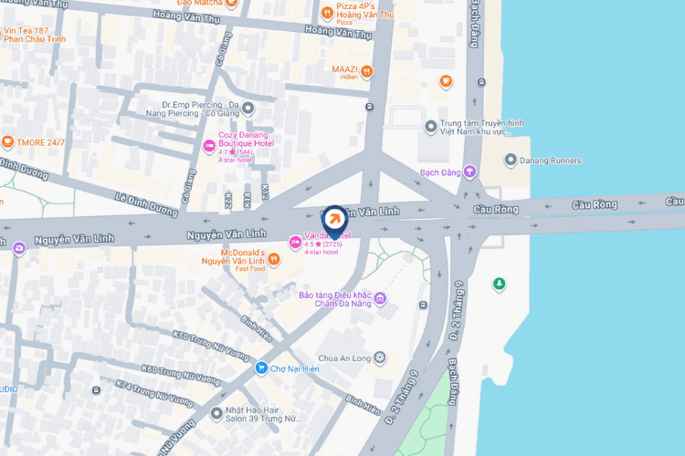 Map - Horizontal Curved LED Screen Billboard at 1 Nguyen Van Linh, Hai Chau, Da Nang City (History Tower)