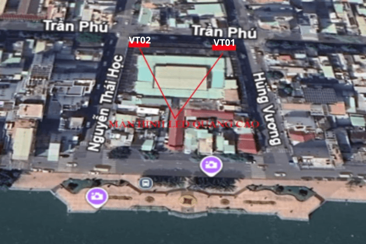 Map - Horizontal LED Screen Billboard at 119 Tran Phu, Hai Chau, Da Nang City (Han Market)