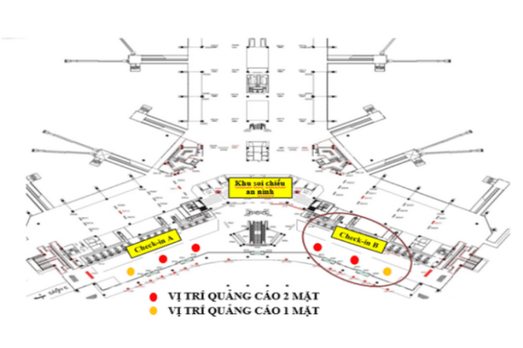 Map - LED Wall Cladding Billboard at Noi Bai International Airport, Noi Bai, Ha Noi City (Check-in Area B, Terminal T1)