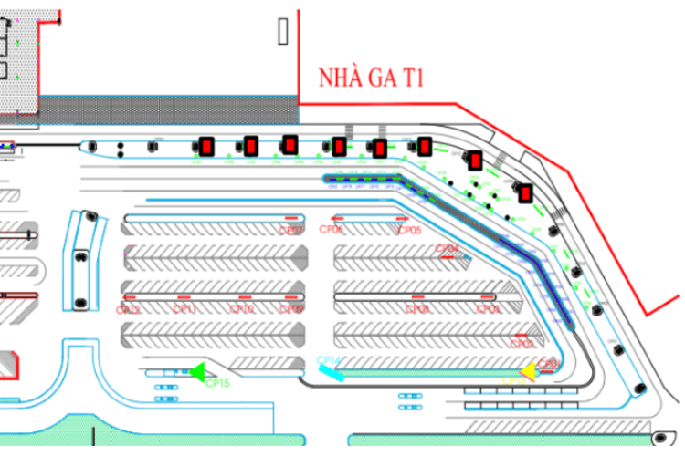 Map - Horizontal LED Wall Cladding Billboard at Noi Bai International Airport, Noi Bai, Ha Noi City (Halls A and B, Level 1, Terminal T1)