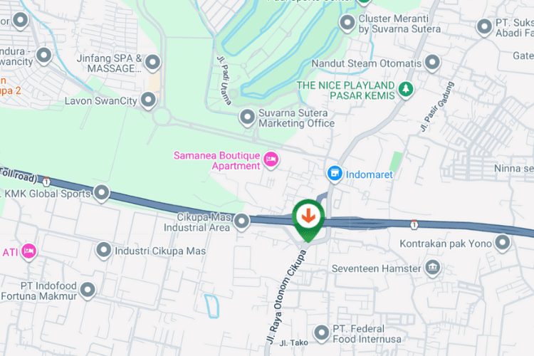 Map - Vertical Static Billboard at JI. Raya Otonom Cikupa, Pasir Gadung, Cikupa, Kabupaten Tangerang, Banten (nearby Niceso Otonom Cikupa)